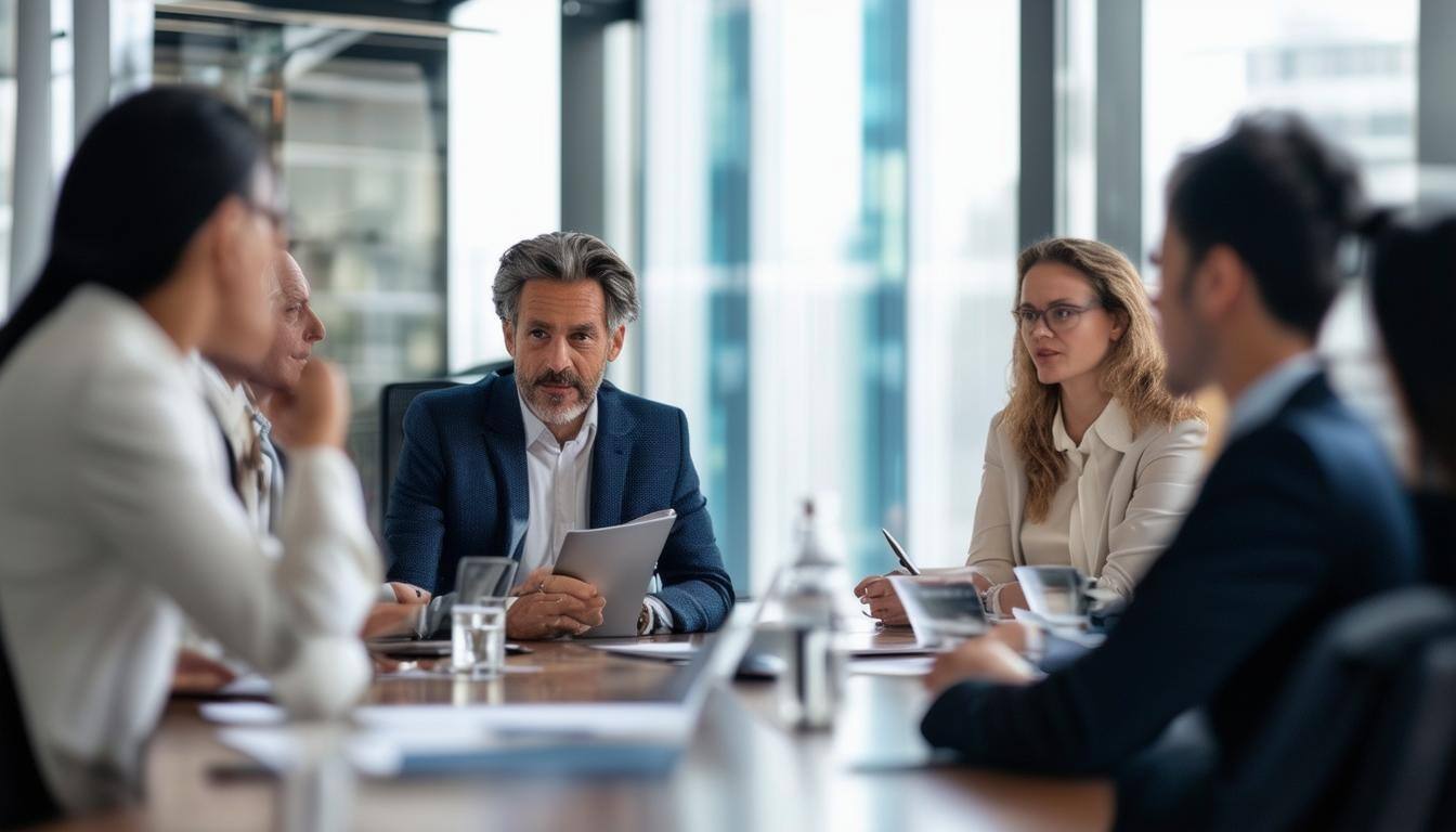 Image showcasing a business meeting with professionals